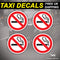 4x No Smoking Warning Taxi, Public Transport, Shop Vinyl Decal Stickers