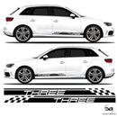 Audi A3 S3 RS3 8V Three Half Side Stripe Sticker Kit