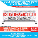 Locksmith keys cut here while you wait banner sign