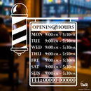 Barbershop Pole Personalised Opening Hours Times Vinyl Decal Window Sign Sticker