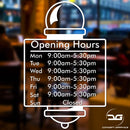 Barber Shop Pole Opening Times Hours Vinyl Sign Sticker