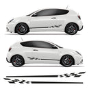 Chequered Flag Side Stripes Graphics Fits Alfa Romeo Mito Vinyl Decal Stickers