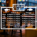 Fish & Chip Shop Personalised Opening Times/Hours Window Wall Sign