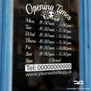 Floral Personalised Custom Opening Hours Window Sign Door Example