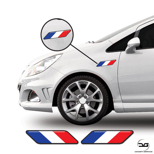 French Flag Stripe Euro Car Side Wing Decal Fits Renault, Citroen Vinyl Stickers