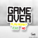 Game Over Play Again? Retro 8 Bit Vinyl Decal Sticker