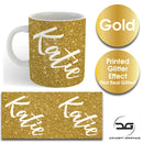 Custom Personalised Name Printed Spectrum Gold Glitter Effect Coffee Mug Cup