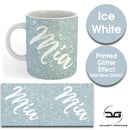 Custom Personalised Name Printed Ice White Glitter Effect Coffee Mug Cup