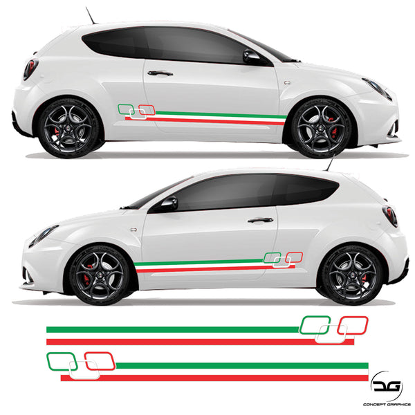 Alfa Romeo Italian Flag Square Racing Stripes