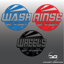 Large Japanese Themed Car Detailing Wash, Rinse & Wheels Vinyl Bucket Stickers