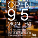 Custom Personalised Large Text Opening Times Hours Window Vinyl Decal Sign