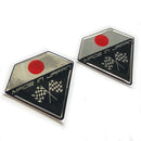 Made In Japan Flag Chrome 3D Wing Shield Domed Gel Decal Sticker Badges JDM