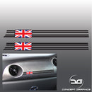 2x R53 Mini Cooper S JCW, GP Union Jack Colour Dashboard Vinyl Decal Stickers