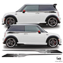 Grey Union Jack Upper Side Stripe Graphic Stickers For R53 Mini Cooper S, JCW, One