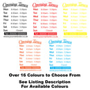 Personalised Custom Opening Hours Times Vinyl Decal Sign for Coffeshops, Barbershops, Salons, Retail Colours