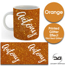 Custom Personalised Name Printed Orange Glitter Effect Coffee Mug Cup