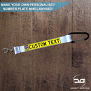 Personalised Custom Number Plate Mini Lanyard Keyring United Kingdom
