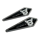 2x Powered By V8 Chrome 3D Domed Gel Sticker Badges