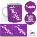 Custom Personalised Name Printed Purple Glitter Effect Coffee Mug Cup