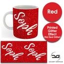 Custom Personalised Name Printed Red Glitter Effect Coffee Mug Cup
