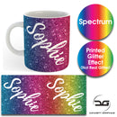 Custom Personalised Name Printed Spectrum Glitter Effect Coffee Mug Cup