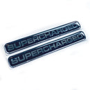 Supercharged Engine Car Chrome 3D Domed Gel Decal Sticker Badge Wing Emblems