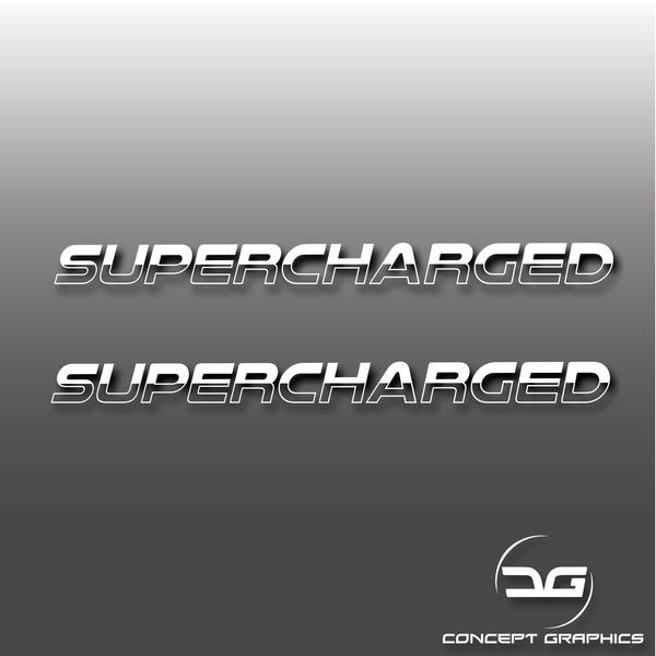 2x Large Supercharged Half Cut Stickers
