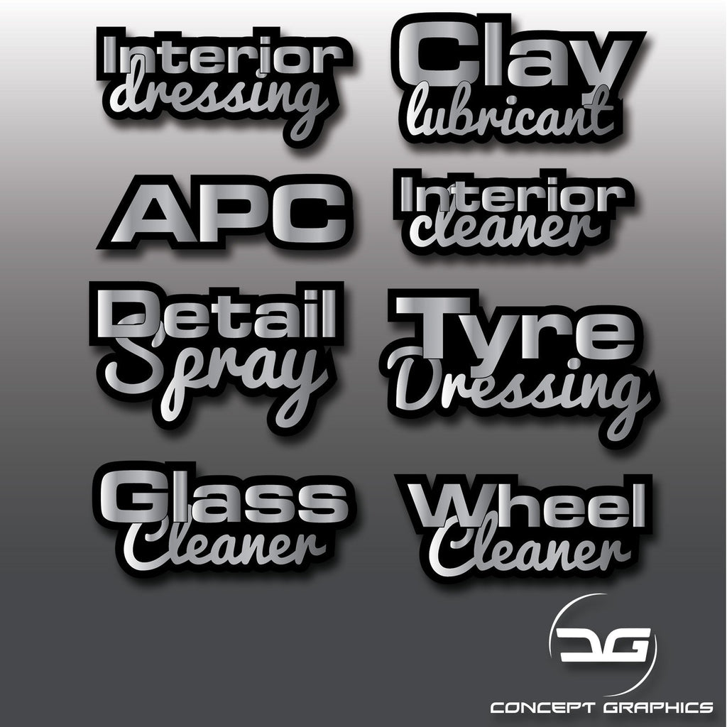 Car Detailing Spray Bottle Decal Labels Sticker Kit Valeting