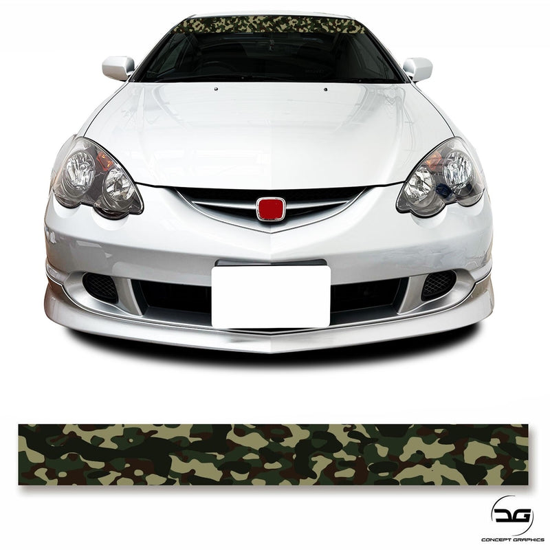 Green Camo Print Universal Car Windscreen Sunstrip