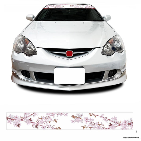 Cherry Blossom Japan JDM Car Windscreen Sunstrip Banner Fits Honda Nissan, Mazda