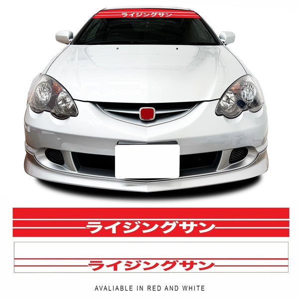White car with red and white graphics on a white background