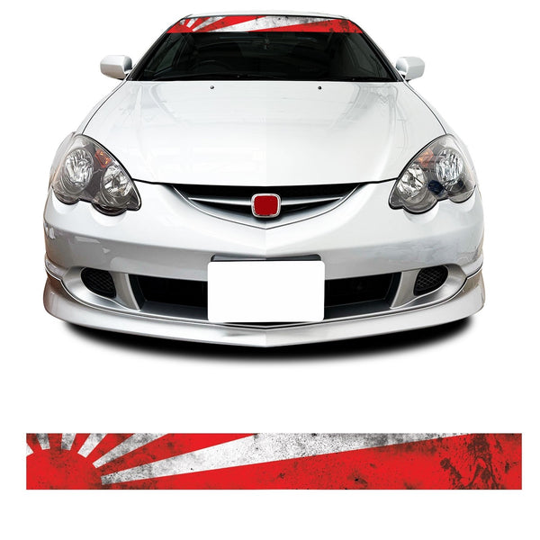 Worn Effect JDM Rising Sun Car Windscreen Sunstrip Banner Sticker
