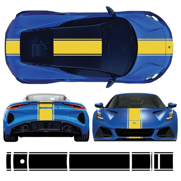 Centre Over The Top Stripe kit Decal Graphics Air Release Vinyl Fits Lotus Emira