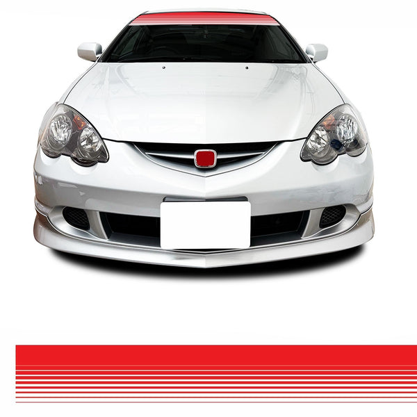 Red & White Stripe JDM Euro Race Car Windscreen Sunstrip Banner Sticker Turbo