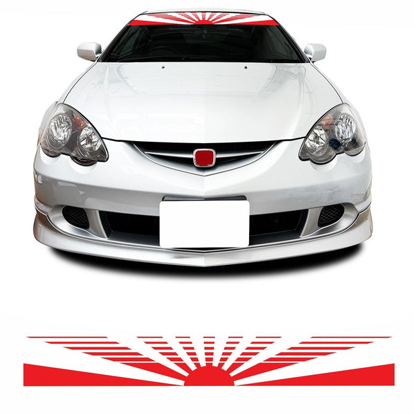 Rising Sun Line Fade JDM Drift Modified Car Windscreen Sunstrip Sticker Banner
