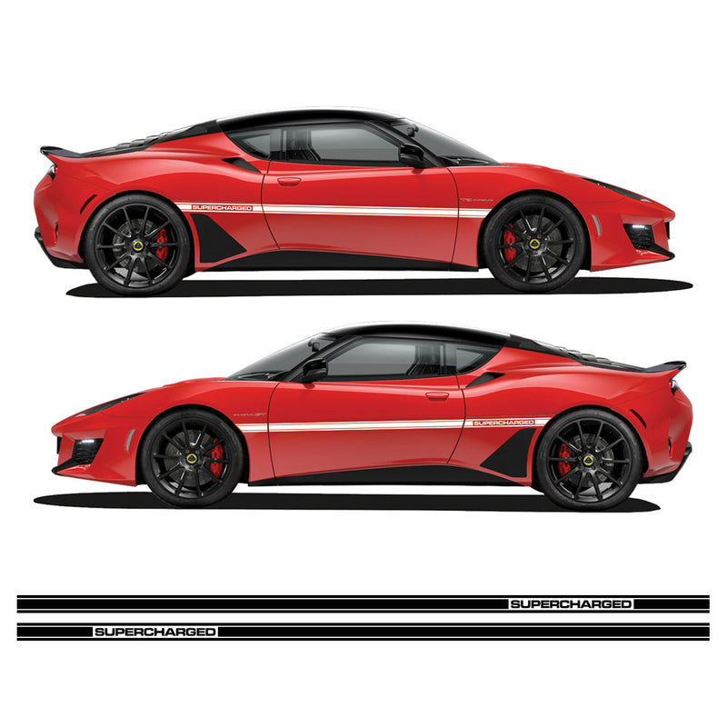 Supercharged Side Stripe Decal Graphics Air Release Vinyl Fits Lotus Evora