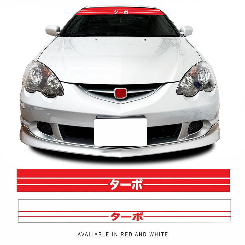 Turbo Kanji JDM Sunstrip Japanese Race Drift Car Windscreen Banner Vinyl Sticker