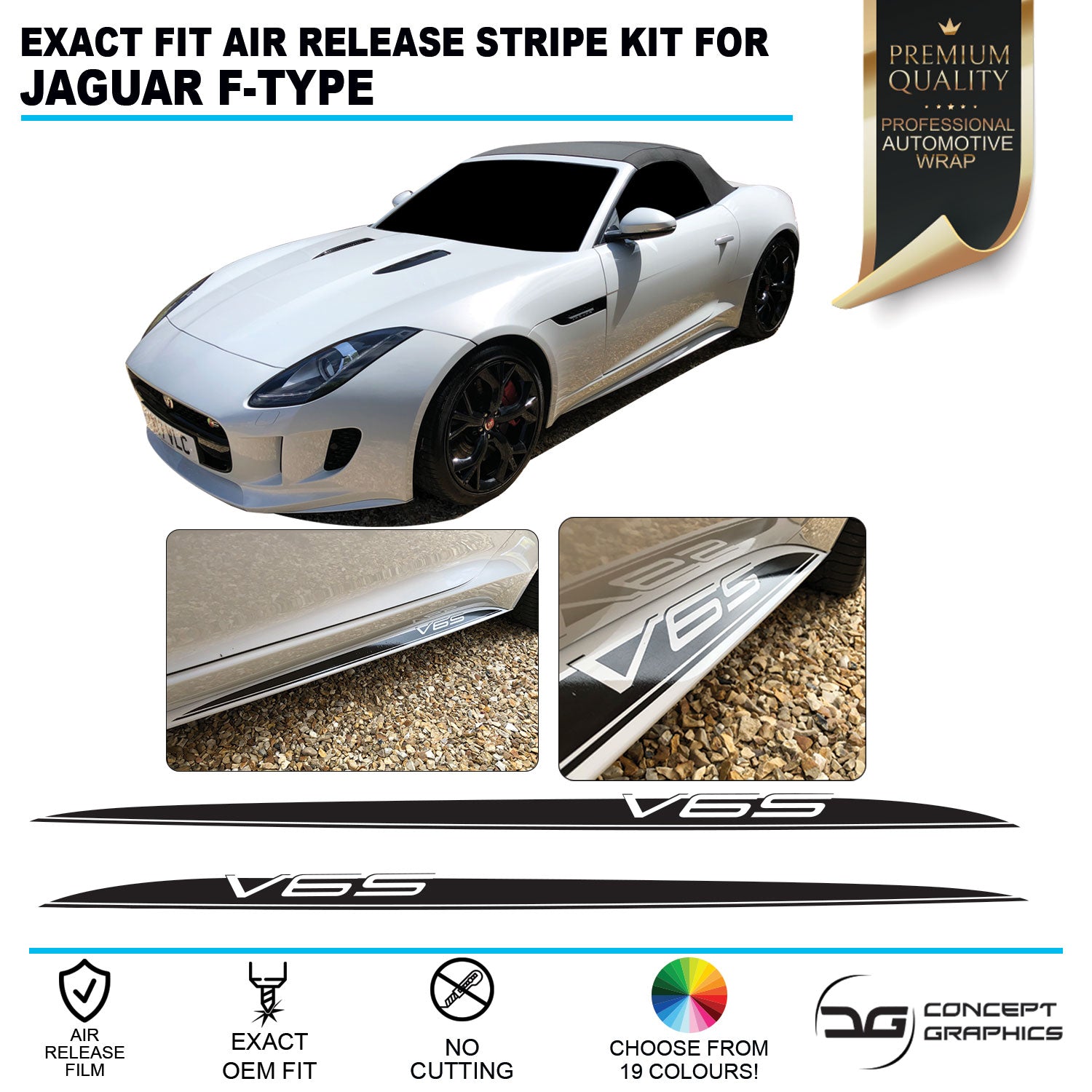 V6s side Stripe Kit For Jaguar F Type | Concept Graphics