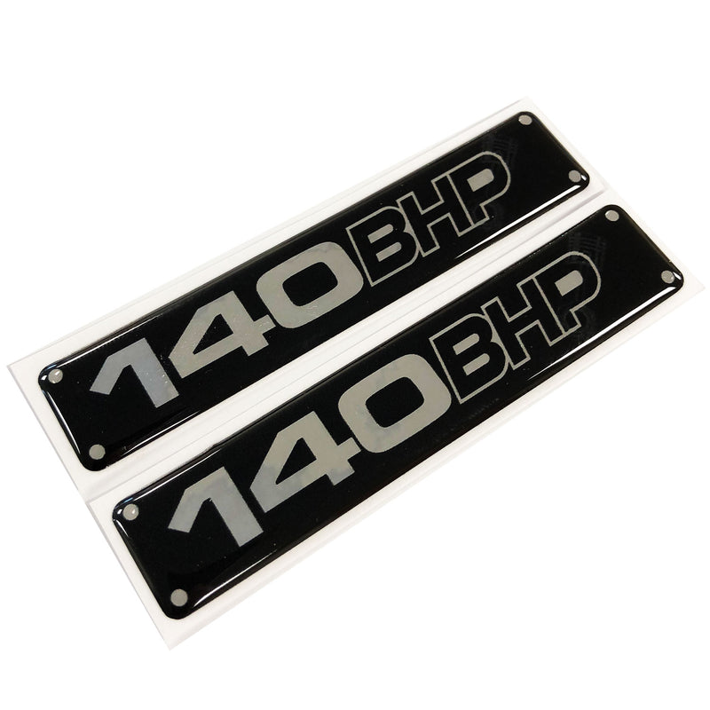 140 BHP Engine Car Chrome 3D Domed Gel Decal Sticker Badge Wing Emblems JDM