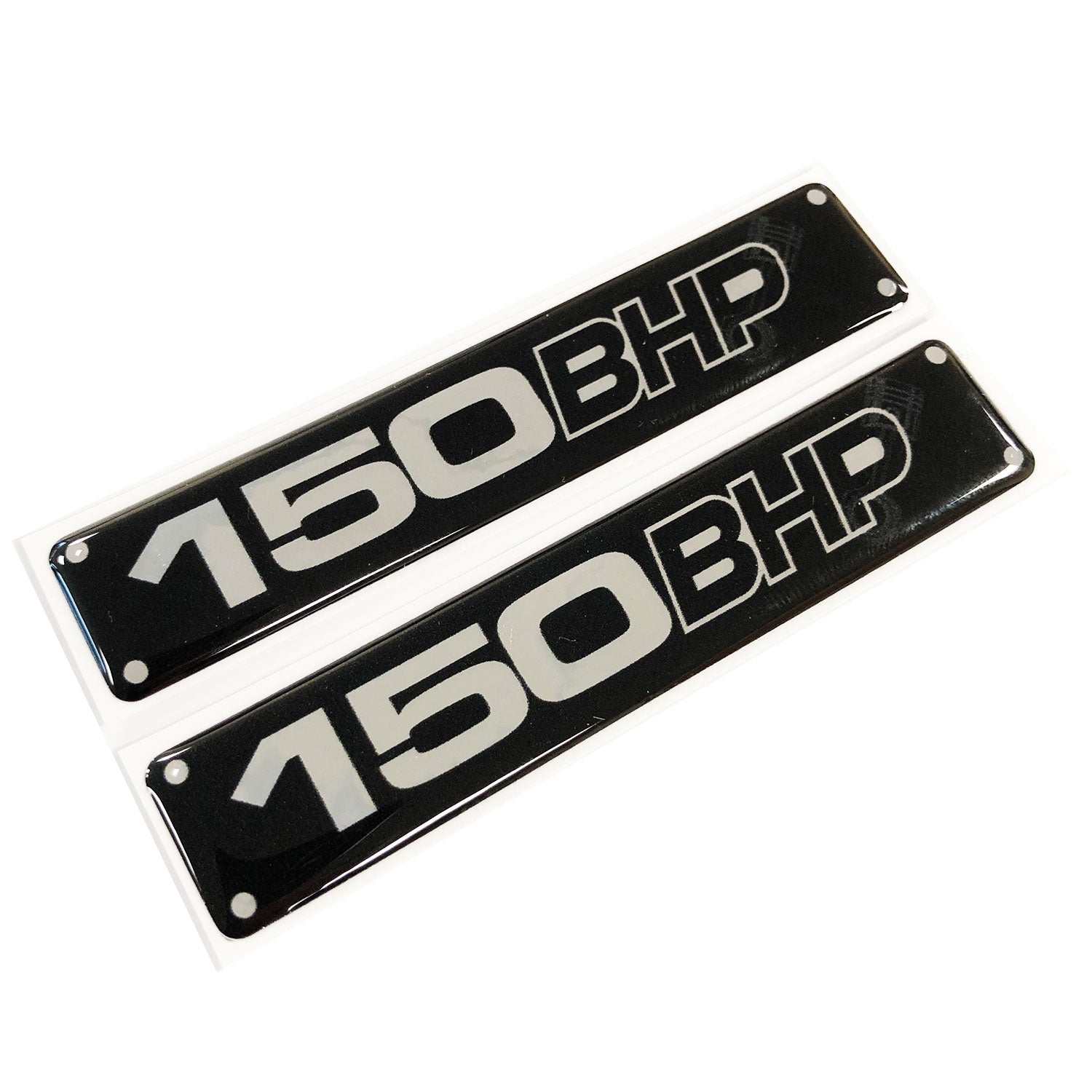 x2 150 BHP Engine Tuning Chrome 3D Domed Gel Badges | Concept Graphics