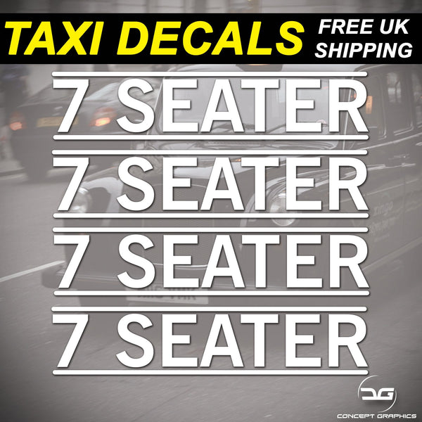 4x 7 Seater Mini Cab, Taxi, Private Car Hire Vinyl Decal Stickers