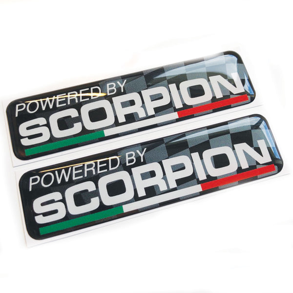 Powered By Scorpion Italian Flag 3D Domed Gel Decal Sticker Badges Fits Fiat 500 Abarth