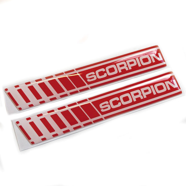 Red Scorpion Stripe 3D Domed Gel Badges Decal Stickers Fits Fiat 500 Abarth