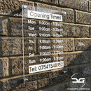 Personalised Wall Mounted Acrylic Perspex Opening Hours Time Sign