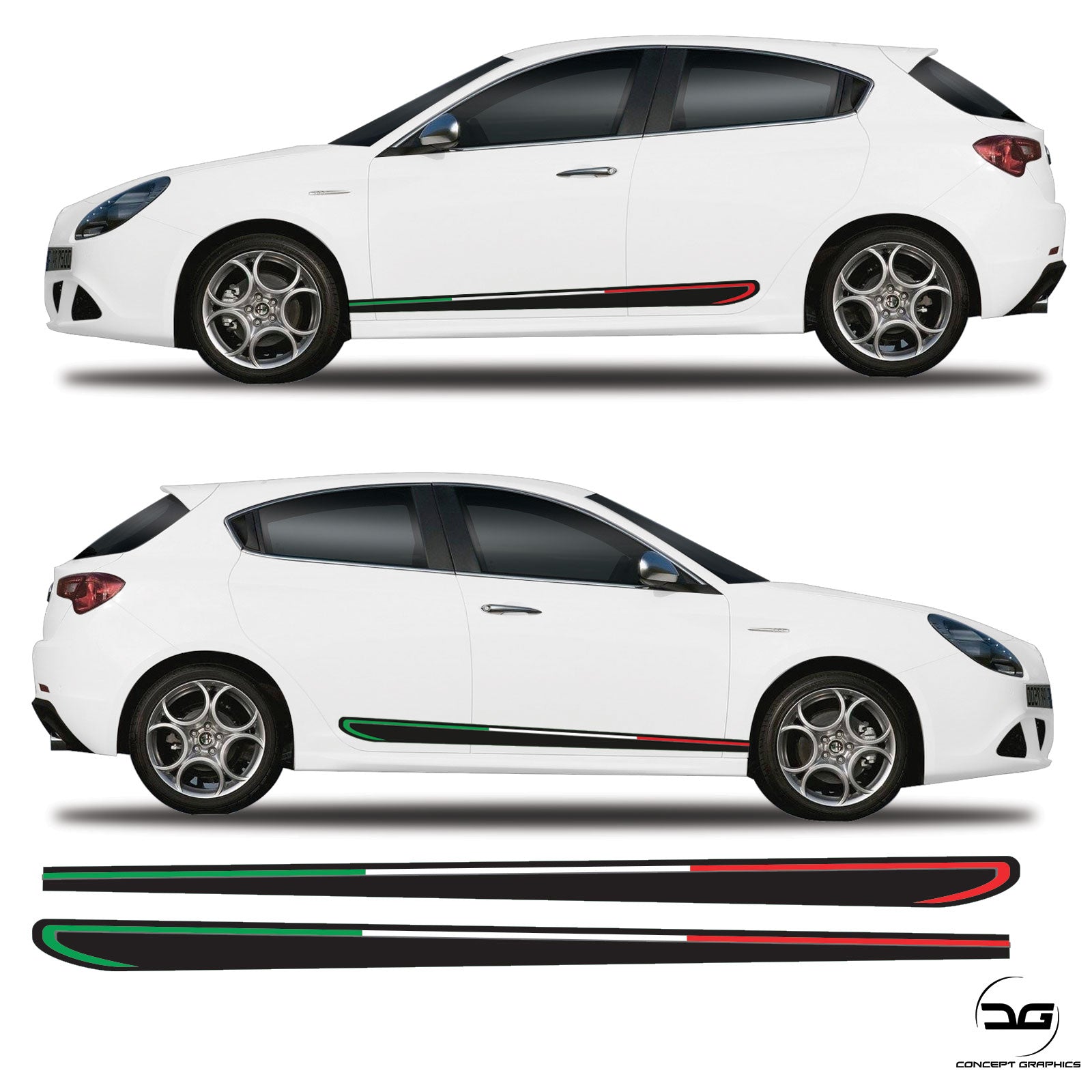 Italian Racing Strips Alfa Romeo Giulietta Italian Side Stripe Sticker | Concept Graphics