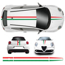 Alfa Romeo Mito Italian Flag Full Racing Stripe Vinyl Decal Sicker Graphic Kit
