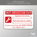 Personalised Appliance Service Reminder Label Stickers