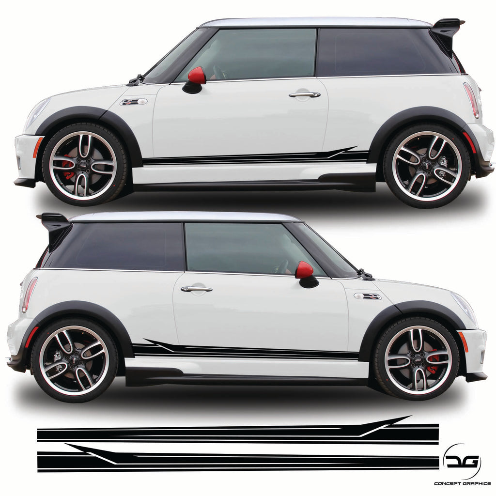 Mini Cooper S R53 Arrow Side Stripe Graphics Kit | Concept Graphics