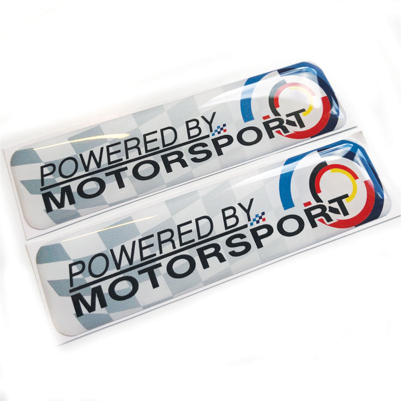 Powered By Motorsport Flag 3D Domed Gel Decal Sticker Wing Badges Fits BMW