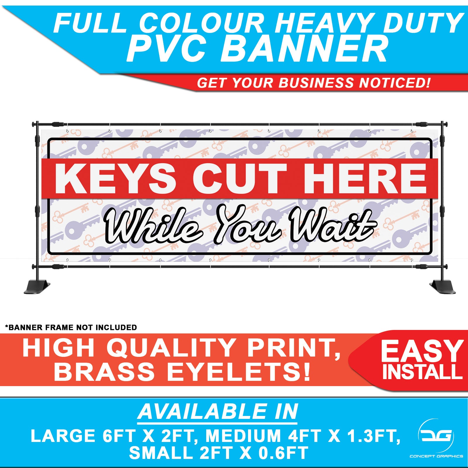 Locksmith Keys Cut Here Advert PVC Banner Sign | Concept Graphics